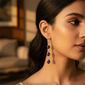 Pendientes de Plata 925 con Amatista, Joyería Elegante para Mujer, Accesorio de Moda - Product Image 3