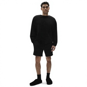 Unisex Regular Fit Black Cotton Half Zip <b>Waterproof</b> Pullover Sweatshirt Stand Collar Knitted Minimalist Style Winter Wear - Product Image 3