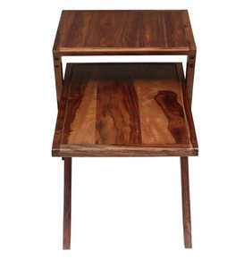 Table basse en bois moderne unique pour salon, bois de sheesham massif, finition naturelle, réglable - Product Image 5