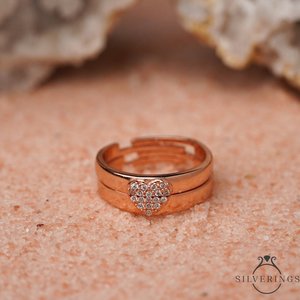 Anillo de Boda Silverings de Plata de Ley 925, Anillo de Amor 'Mi Corazón para el Tuyo' con Diamante Geométrico, Chapado en Rodio y Engastado - Product Image 3