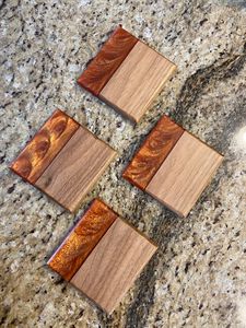 Ensemble de sous-verres en résine époxy de qualité avec effet océan décoratif carré rond en résine époxy par Craftsy Home - Product Image 2