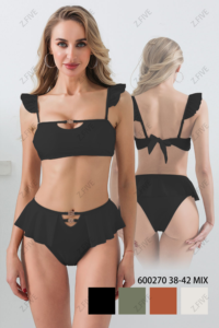 Trajes de baño de dos piezas con volantes sexis sin espalda para mujer, ropa de playa, traje de baño, decoración de joyería, conjunto ecológico acolchado extraíble - Product Image 2