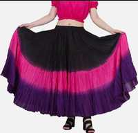 Wevez Mujer 40 pulgadas Algodón Círculo completo Cintura elástica Una línea Maxi Falda Tribal Fusion Danza del vientre Tallas grandes Patrón sólido Top