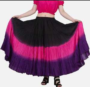 Wevez femmes 40 pouces coton cercle complet taille élastique une ligne Maxi jupe Tribal Fusion danse du ventre grande taille solide motif haut - Product Image 1