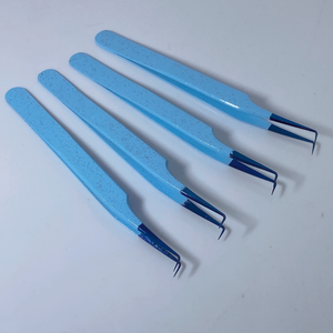Pince à épiler d'extension de cils bleu et noir pour bébé fabricant d'outils de beauté en acier inoxydable de haute qualité inclinés - Product Image 5