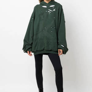 Streetwear de style styliste Sweat à capuche vieilli Sweat à capuche homme lourd personnalisé Sweat à capuche bord coupé vieilli - Product Image 3