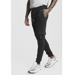 Men's <b>Black</b> Cargo Sweatpants Elastic Waist Multiple <b>Pockets</b> Casual Knitted Cotton Joggers Autumn Wear - Product Image 4