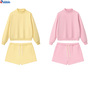 Customized Trade Plain Color Women's Hoodies & Sweatshirts and <b>Short</b> Sets Crew Neck Sweatshirt and <b>Short</b> Sets Casual Plus Size - Product Image 2