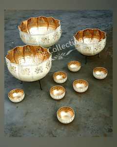 New Handmade Indian Scallop Urli Candle and Floral Decoration Showpiece for Diwali Wedding Decoration Candle Floating Pot - Product Image 4