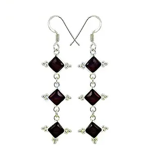 Pendientes de Plata 925 con Piedras Preciosas para Mujer, con Granate, Accesorios de Moda - Product Image 1