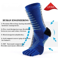 Chaussettes de course à pied haute performance pour hommes Chaussettes à cinq doigts en coton athlétique de compression Marathon
