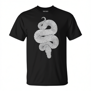 T-shirt con stampa Curling Snake Scale Art, maglietta grafica da uomo nera - Product Image 2