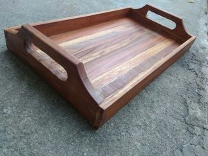 Bandeja para servir de madera de acacia redonda personalizable rústica para cocina, hogar u Hotel, vajilla de estilo clásico para fiestas o servir comida - Product Image 5