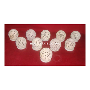 Bougeoir décoratif de forme ronde sculpté à la main en stéatite naturelle fait à la main pour l'éclairage de la maison avec grossiste - Product Image 1