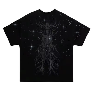 Camisetas de Algodón de Color Sólido con Pedrería de Diseño Personalizado para Hombre, Ropa Urbana - Product Image 1