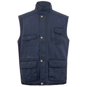 Real Leather Sheepskin Aniline button closure Iconic Blue Men Biker vest with Quilted Viscose Lining and Inside Outside Pocket