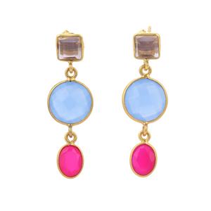 Pendientes de amatista azul suave, encantadores pendientes de Calcedonia azul rosa fucsia hechos con plata de ley 925 - Product Image 4