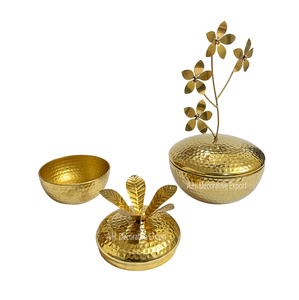 Luxury <b>Hammered</b> Design Metal Candle Jar with Lid Custom Size in Gold for Home Holiday Decoration for Christmas/New Year - Product Image 2