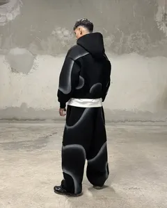 Sweat à capuche sérigraphié à manches longues vierge épaisse sweat à capuche zippé logo personnalisé - Product Image 3