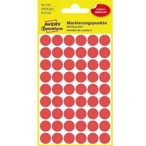 Avery Zweckform 12mm <b>Red</b> <b>Paper</b> Marking Dots 270 Labels Per Pack for Office Use - Product Image 1