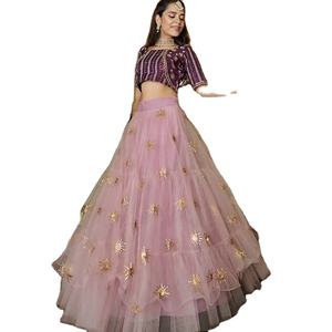 Le dernier travail de séquence de broderie de filet de papillon de créateur de Fab Zone Lehenga Choli High Silk Thread Saree Party comprend Salwar - Product Image 1