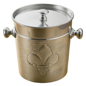 Seau à glace à champagne de conception de texture ultime finition brillante argentée refroidisseur de vin en métal de meilleure qualité avec poignée refroidisseur d'utilisation de fête - Product Image 4
