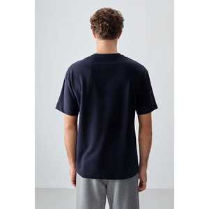 Camiseta Básica Azul Marino para Hombre, Talla Grande - 88378, Material Jersey 100% Algodón, Grueso, Suave y Texturizado - Product Image 2