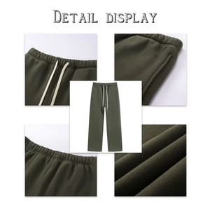 Pantalon de survêtement droit en toile noire pour homme, taille élastique, léger, respirant, écologique, décontracté, avec impression par transfert thermique de lettres - Product Image 2