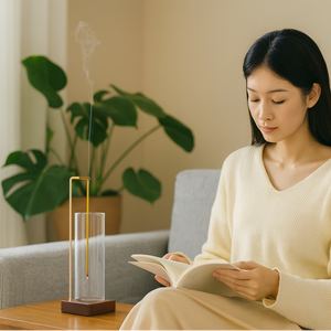 Weihrauch halter aus Holz mit Glas asche fänger, moderner Räucher stäbchen für die Aroma therapie zu Hause und im Büro - Product Image 2