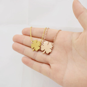 ต่ำ MOQ 10ชิ้นสร้อยคอสแตนเลสเครื่องประดับแฟชั่นนำโชคสี่ใบโคลเวอร์ทอง4ใบจี้เสน่ห์ - Product Image 2