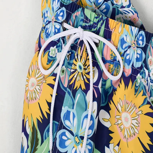 Pantalones cortos de playa de verano de cintura alta para hombre, informales, con estampado de logotipo caliente, algodón sólido, cordón, malla antiarrugas, servicio OEM ecológico - Product Image 1