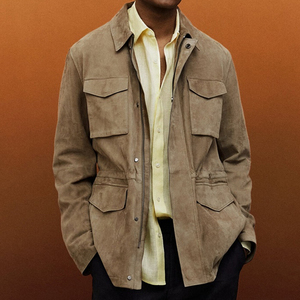 เสื้อแจ็คเก็ตซาฟารีหนังวัวมีกระเป๋าสี่แบบตามสั่ง - Product Image 3