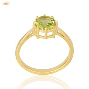 Peidot Gemstone Jewelry 14K Oro sólido Hecho a mano Hermoso anillo de bodas Joyería personalizada única para ella - Product Image 1