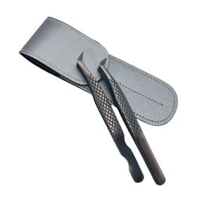 Pinzas de extensión de pestañas de gran volumen con logotipo personalizado de MOQ bajo al por mayor punta de fibra de acero inoxidable sostenible de plasma negro sólido - Product Image 1