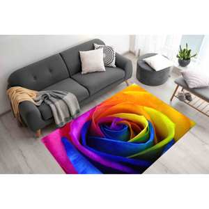 Colorful Rose <b>Rug</b>: Pet Friendly Botanical Decor,<b>Chenille</b> <b>Rug</b> - Product Image 4