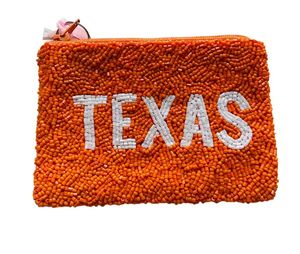 Haute qualité Western Mini porte-monnaie fabriqué à la main Cowboy pochette perlée avec fermeture à glissière Orange blanc toile accessoire de mode - Product Image 1