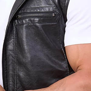 2024 personnalisé hommes en cuir véritable motard moto gilet épais hiver tricoté gilet avec poche décoration grande taille - Product Image 4