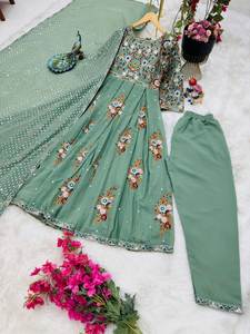 ชุดเดรสบอลลีวูดสำหรับผู้หญิง Tennecy รุ่นใหม่ ชุดสัลวาร์ คามีซ แม็กซี่ แห้งเร็ว ไม่ยับ ผ้ากลับด้านได้ สไตล์ปากีสถาน อินเดีย เหมาะสำหรับงานแต่งงานและงานปาร์ตี้ - Product Image 3