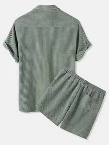 Men's Summer Casual Outfit Wholesale Two-Piece <b>Set</b> with Printed <b>Shorts</b> and T-<b>Shirts</b> Knitted Solid Quick Dry & Breathable - Product Image 3