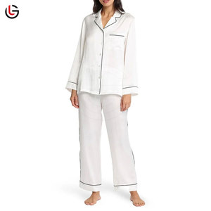Femmes couleur unie décontracté été pyjamas Stretch vêtements de nuit respirant 100% coton séchage rapide manches longues vêtements de nuit confortables - Product Image 1