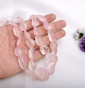 Cuarzo Rosa Natural, Piedras Sueltas Lisas, 1 Hilo, Piedra Preciosa Natural para la Elaboración de Joyería Fina - Product Image 3