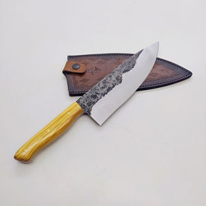 Custom Handcrafted Damascus Steel Chef Hunting <b>Knife</b> with Serrated Clip Point <b>Blade</b> OEM Customizable Best Quality - Product Image 3