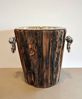 Rustique Noir Bois & Acier Inoxydable Robuste Glaçons Baignoire Boissons Champagne Bière Seau À Glace Dîner Barware En Gros