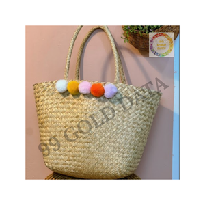 Sac élégant en jonc de mer tissé pour femmes avec un design écologique et des poignées solides, idéal pour les voyages et les pique-niques - Product Image 3