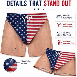 Shorts de bain sexy pour hommes, personnalisés, patriotiques, à taille élastique, imprimés, respirants, avec rembourrage amovible, séchage rapide, pour la plage - Product Image 5