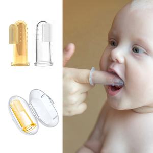 Grosir BPA gratis sikat gigi silikon jari bayi dapat digunakan kembali bersih rongga mulut silikon cair sikat jari anak-anak - Product Image 1