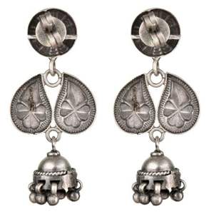 Boucles d'oreilles de luxe en argent Sterling 92.5 pur, bijoux indiens ethniques de haute qualité pour femmes, vêtements de fête NSJ-30 - Product Image 2