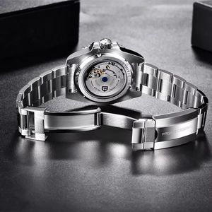 Men Stainless Steel Brass Case GMT Mechanical Watch Sapphire Crystal 20mm Band 10Bar Waterproof Date Function Dial <b>Bracelet</b> - Product Image 2