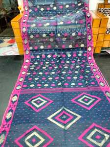 Exclusivo Deshi Dhakai Jamdani Sharee Calidad de exportación para mujeres JAMDANI FABRIC Blue GREEN Golden Sky Blue de Bangladesh - Product Image 6