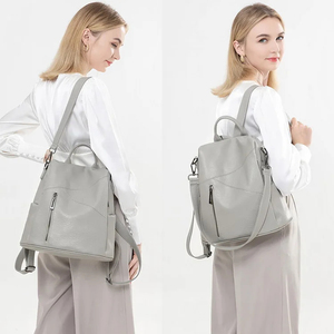 Trendy High Quality Waterproof Panelled PU <b>Leather</b> <b>Backpack</b> with Zipper Closure for Women Travel - Product Image 2